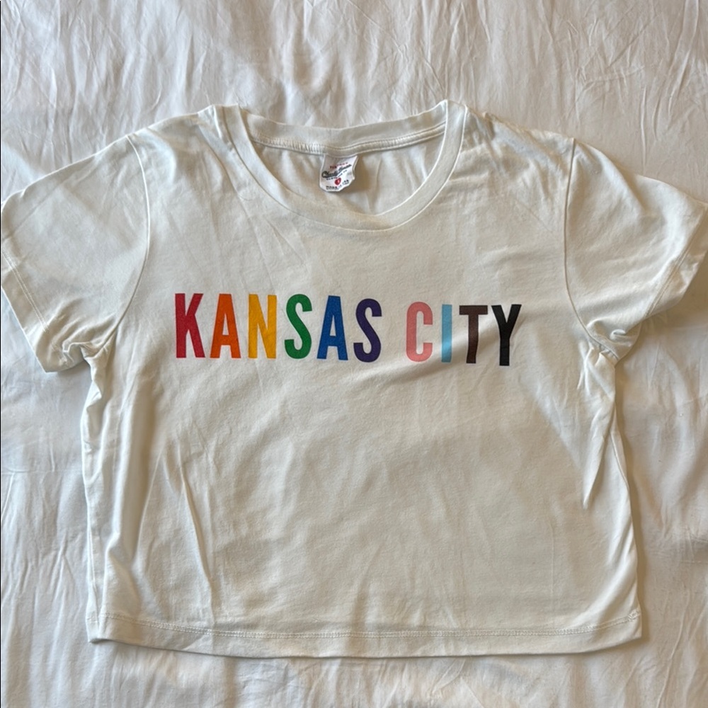 Kansas City Graphic White Crop Top